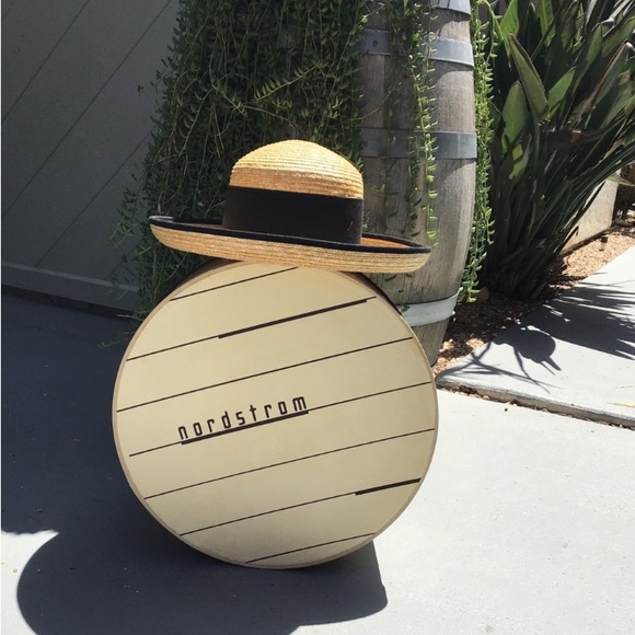 Vintage Nordstrom Straw Black Grosgrain Ribbon Sun Hat - Picture 14 of 14